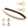 Sada kožený popruh 62 cm š. 2 cm krémový s karabinou zlatá