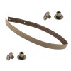 Sada kožený popruh prošívaný 62 cm š. 2 cm bílá káva s nýtkem staromosaz