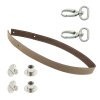 Sada kožený popruh prošívaný 62 cm š. 2 cm bílá káva s karabinou nikl