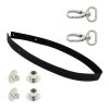 Sada kožený popruh prošívaný 62 cm š. 2 cm černý s karabinou nikl