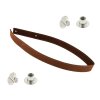 Sada kožený popruh prošívaný 62 cm š. 2 cm hnědý s nýtkem nikl