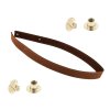 Sada kožený popruh prošívaný 62 cm š. 2 cm hnědý s nýtkem zlatý