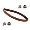 Sada kožený popruh prošívaný 62 cm š. 2 cm hnědý s nýtkem staromosaz