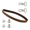 Sada kožený popruh prošívaný 62 cm š. 2 cm tmavě hnědý s karabinou nikl