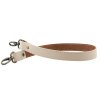 Sada kožený popruh prošívaný 62 cm š. 2 cm krémový s karabinou staromosaz