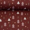 Bavlněná látka vánoční Björn stromky vínová