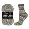 příze Best Socks 7305 nugátová, smetanová, šedá, zelená