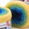příze Flowers 304 modrá, zelená, žlutá