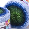 příze Flowers 306 zelená, tmavě modrá, světle modrá