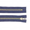 Kovový mosazný zip nedělitelný 18 cm, Ø 6 mm modrý jeans