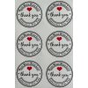 Samolepící papírová cedulka Thank you 37 mm 6 ks