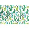 Bavlněná látka zelené kaktusy na bílé
