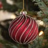 Vánoční skleněné ozdoby červené, 2 ks