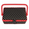 Košík na šití čalouněný s puntíky černobílá, červená