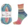 příze Best Socks 7403 šedomodrá, krémová, zelená