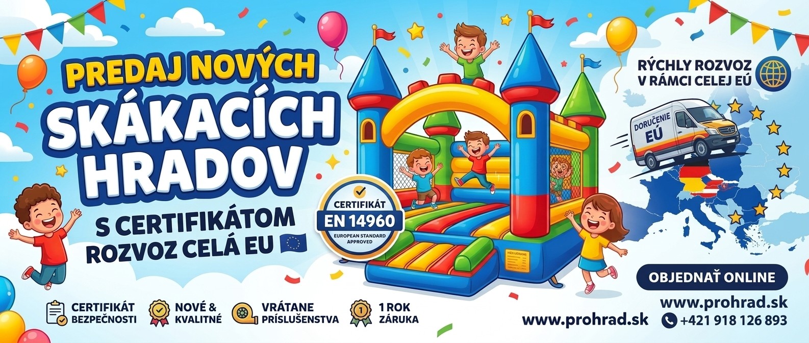 Nové skákacie hrady na predaj s certifikátom