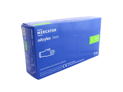 Nitrilové rukavice jednorázové MERCATOR nitrylex basic - tmavo modré S 100ks