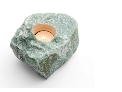 Přírodní svícen z pravého avanturínu - harmonie do vašeho interiéru