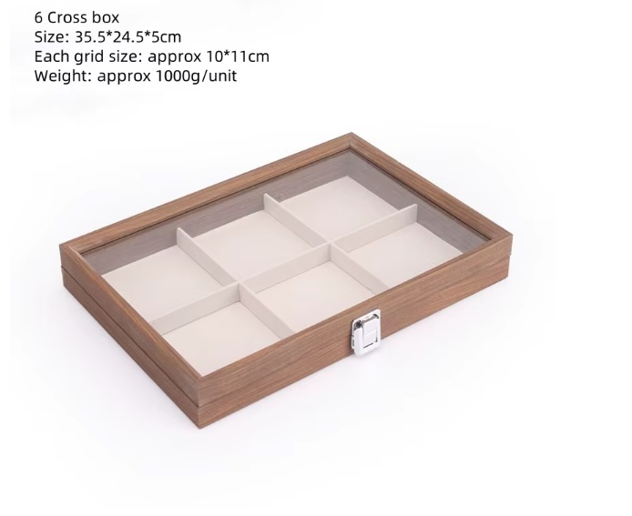 Dřevěná kazeta na sbírku minerálů a tektitů Počet přihrádek: 6