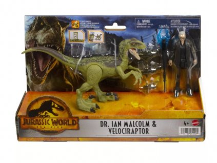 Figurka Jurský svět Dr. Ian Malcolm a Velociraptor Nové