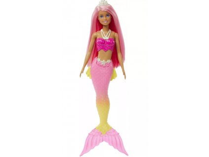Toys Barbie Dreamtopia Pink Hair Doll With Pink and Yellow Ombre Mermaid Tail And Tiara