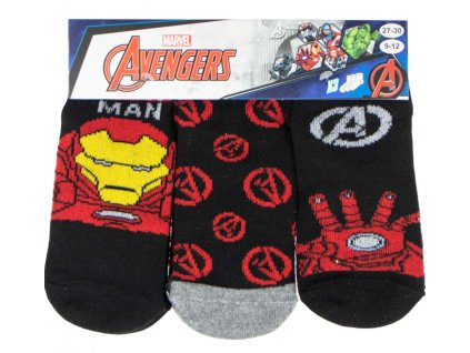 Merch Ponožky Avengers  Black 3 pack vel 27- 30  Nové