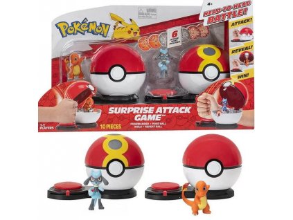 Toys Pokémon Surprise Attack Game Charmander with Poké Ball vs. Riolu with Repeat Ball