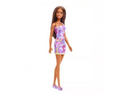 Toys Barbie Purple Dress With Flowers Dark Skin Doll Doll With Purple Dress