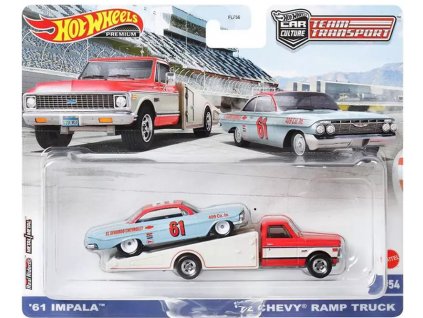 Hot Wheels Premium Car Culture Team Transport 61 Impala a 72 Chevy Ramp Truck