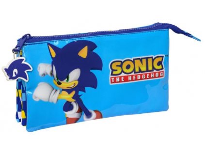 Penál Ježek Sonic modrý trojitý Nové