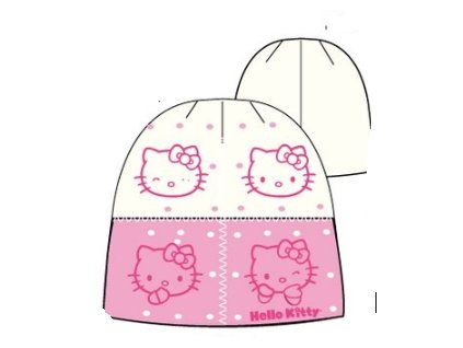 Zimní čepice Hello Kitty růžovo bílá 52cm