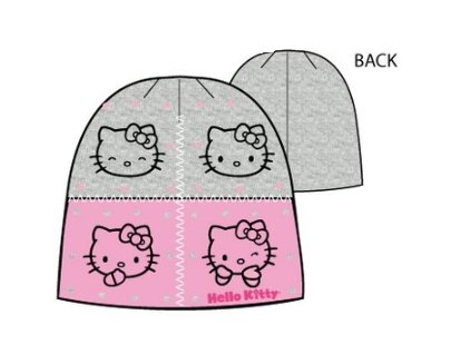 Zimní čepice Hello Kitty růžovo šedivá 52c