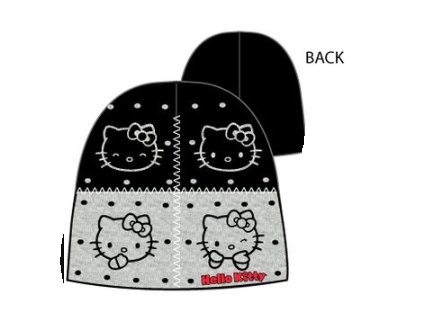 Zimní čepice Hello Kitty černo šedivá 52cm