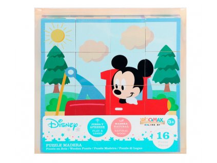 Dřevěné obrázkové kostky Mickey Mouse 16ks