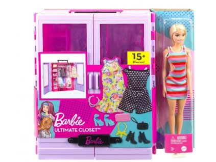 Barbie se šatní skříní 15ks Nové