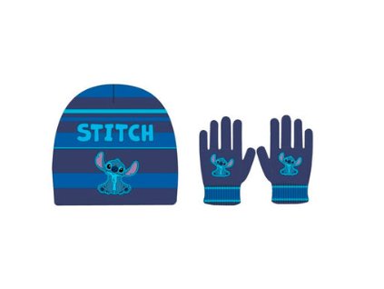 Zimní set Disney Stitch čepice a rukavice tmavě modrá