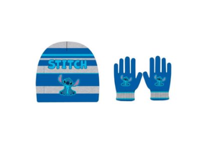 Zimní set Disney Stitch čepice a rukavice světle modrá