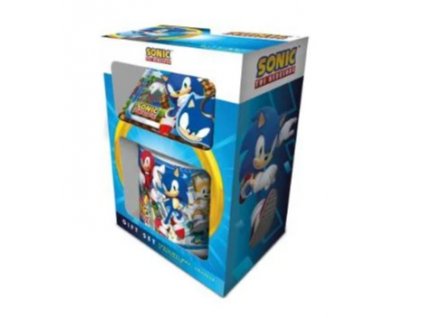 Dárkový set Sonic hrnek, klíčenka a podtácek