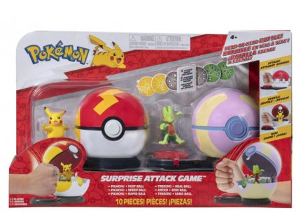Pokémon Surprise Attack Game Pikachu with Fast Ball vs. Treecko with Heal Ball