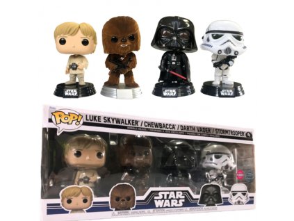 Funko Pop! Star Wars Luke, Chewbacca, Darth Vader, Stormtrooper Flocked