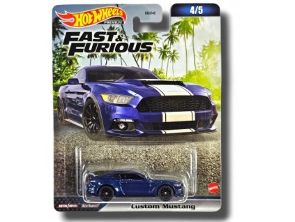 Hot Wheels Premium Fast and Furious Custom Mustang modrý