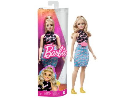 Barbie Modelka Černomodé šaty s ledvinkou