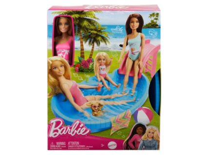 Barbie s bazénem a skluzavkou