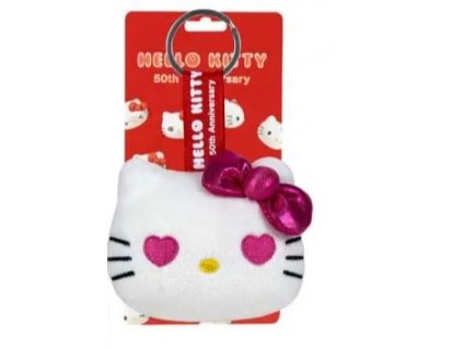 Plyšová klíčenka Hello Kitty 50.výročí růžová 7cm