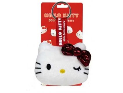 Plyšová klíčenka Hello Kitty 50.výročí červená 7cm