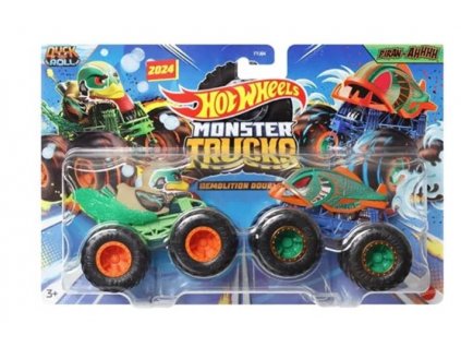 Hot Wheels Monster Trucks Demolition Doubles Duck N Roll Vs PiranAhhhh