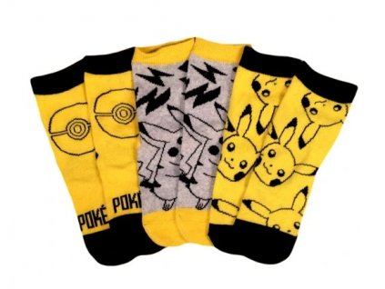 Ponožky Pokémon žluté 3ks vel. 23 26