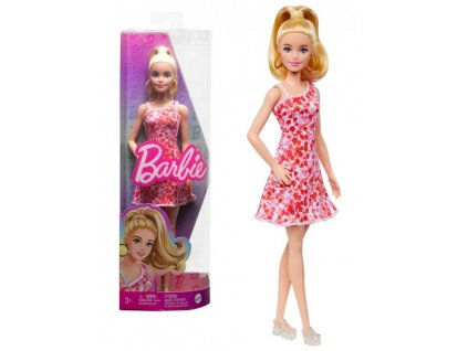 Barbie Modelka v růžových květinových šatech