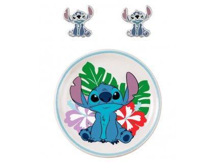 Dárkový set Disney Stitch Náušnice s talířkem na šperky