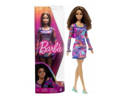 Barbie Modelka duhové marble šaty